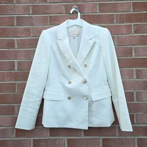 Rebecca Taylor Slubby Linen Blend Off White Ivory Blazer Size 6